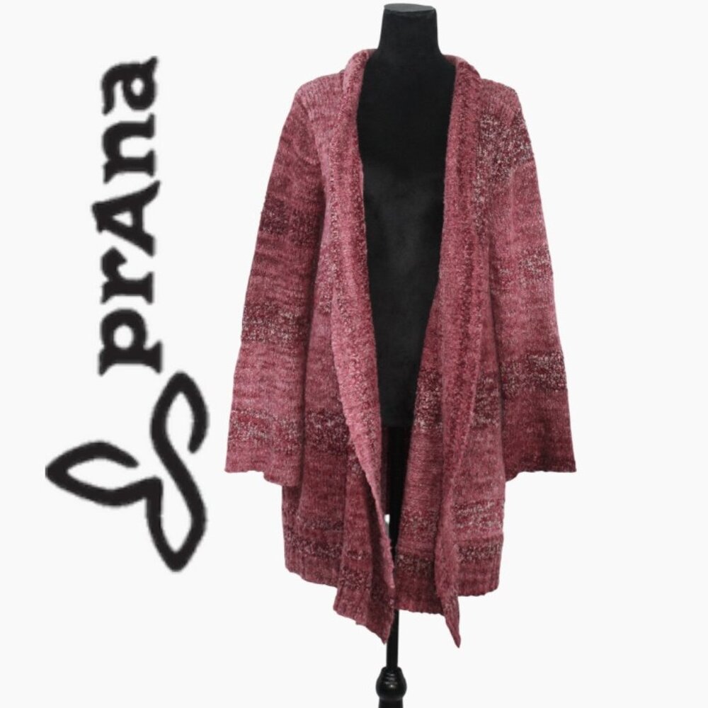 Prana Knit Cardigan in shades of Pink, Mauve & Maroon Size XL